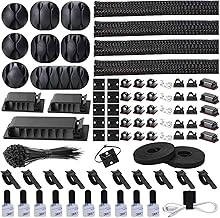 N NOROCME Cable Management Kit with Sleeves, Holders, Clips, Straps, and Ties