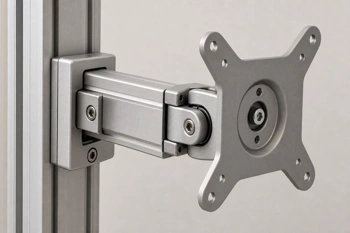 Extruded aluminum mounts that eliminate flex in triple-screen sim racing setups.