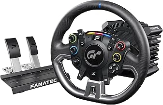 Fanatec Officially Licensed Gran Turismo DD Pro PlayStation Sim Racing Steering Wheel, Base and Pedals – Polyphony Digital Wheel, 5 Nm FluxBarrier Direct Drive, 2-Pedal Set for PC, PS5, PS4